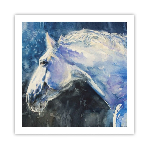 Poster - Portret in een blauwe gloed - 60x60 cm