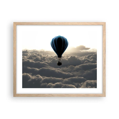 Een poster in een licht eiken lijst - Een zwerver boven de wolken - 50x40 cm