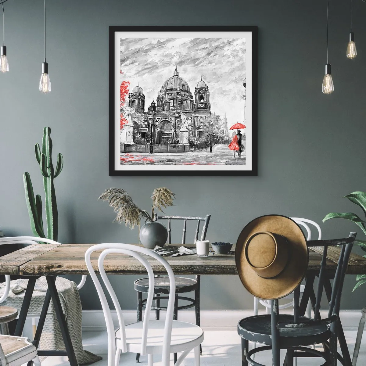 Poster in een zwarte lijst - Berlijn bijeenkomst - 50x50 cm