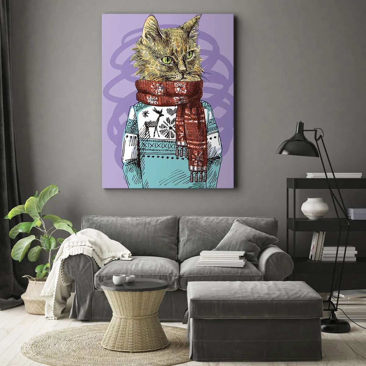Schilderen op canvas - De kat niet alleen in schoenen - 50x70 cm