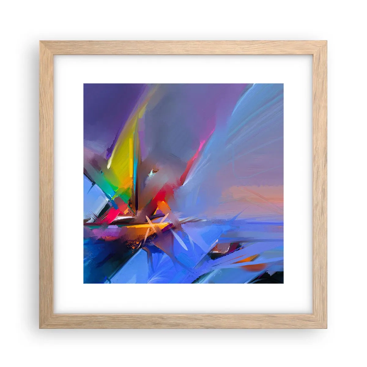 Een poster in een licht eiken lijst - Propellers als een vogel - 30x30 cm