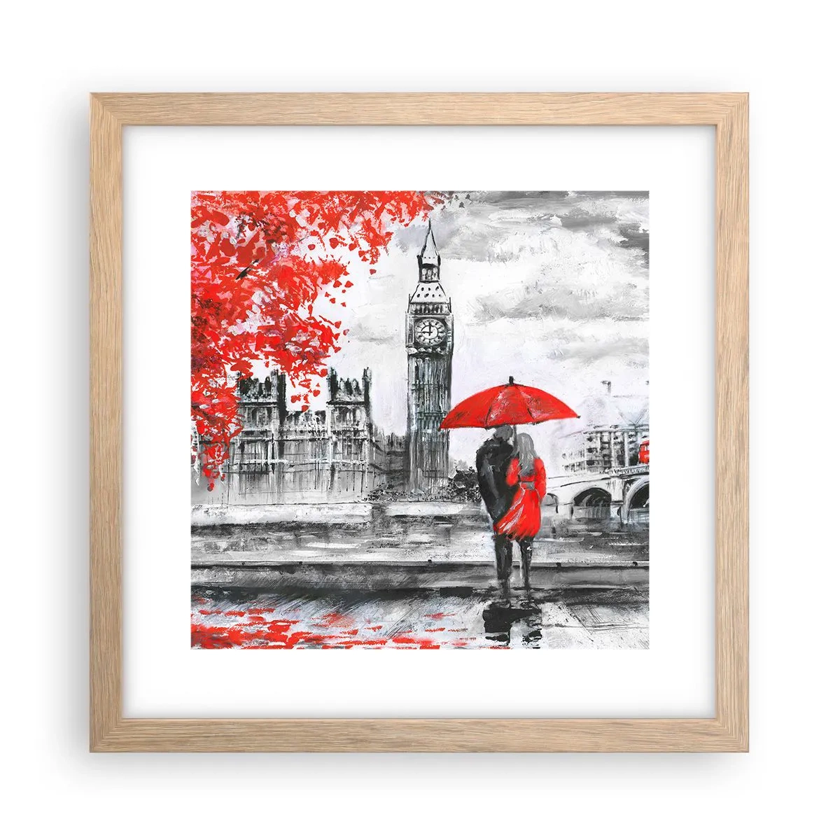 Een poster in een licht eiken lijst - Verliefd op Londen - 30x30 cm