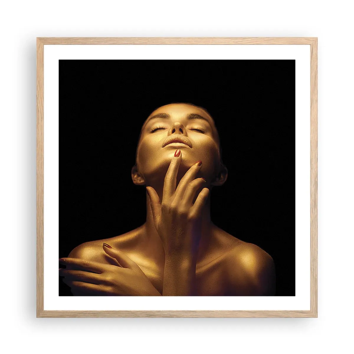 Een poster in een licht eiken lijst - Als gouden zijde - 60x60 cm