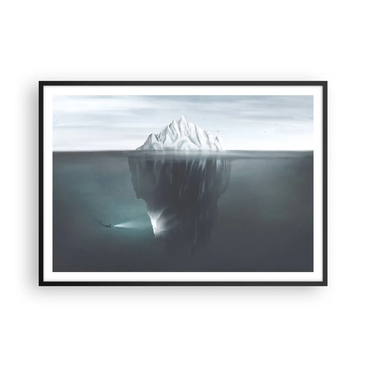 Poster in een zwarte lijst - Onderwater mysterie - 100x70 cm