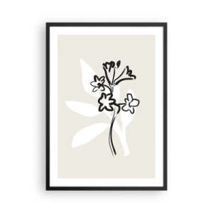 Poster in een zwarte lijst - Minimalistische bloementekening - 50x70cm - Schets voor het herbarium - Moderne wanddecoratie voor woonkamer en slaapkamer ARTTOR