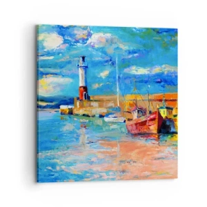 Schilderen op canvas - Een middag in de regenboogbaai - 70x70 cm