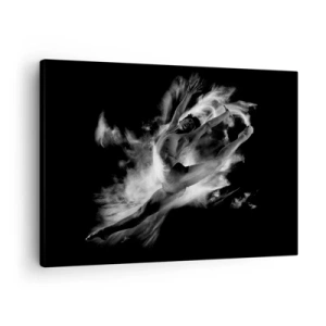 Schilderen op canvas - Een danser in een dynamische pose tegen een zwarte achtergrond - 70x50cm - Vast tijdens de vlucht - Moderne wanddecoratie voor woonkamer en slaapkamer ARTTOR