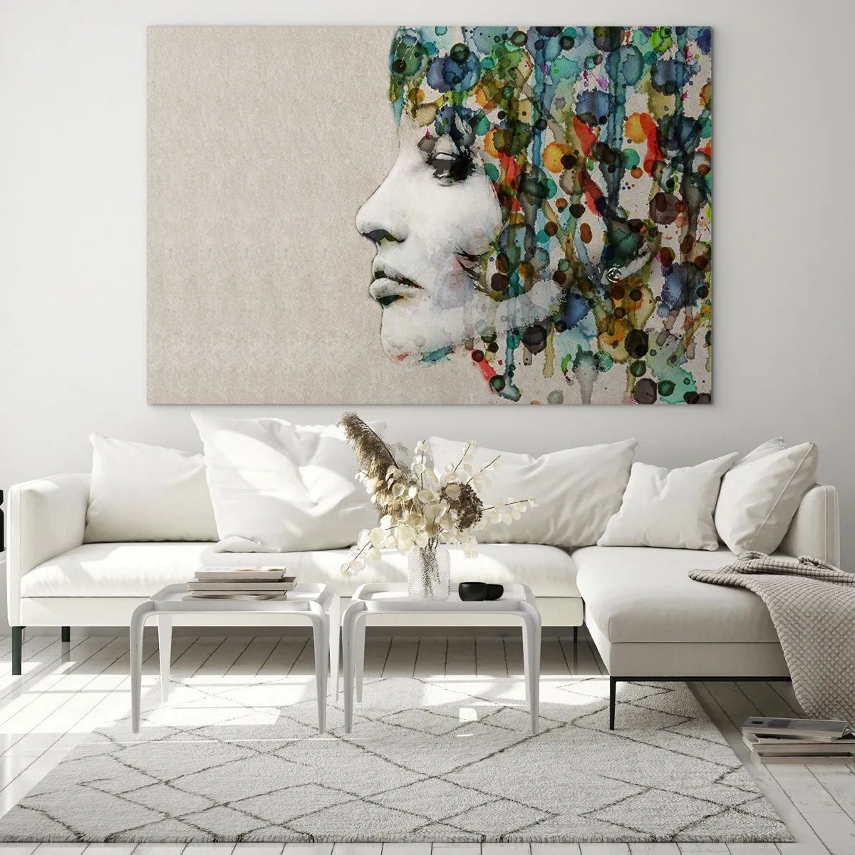 Schilderen op glas - Ze kwam uit het grijs - 120x80 cm