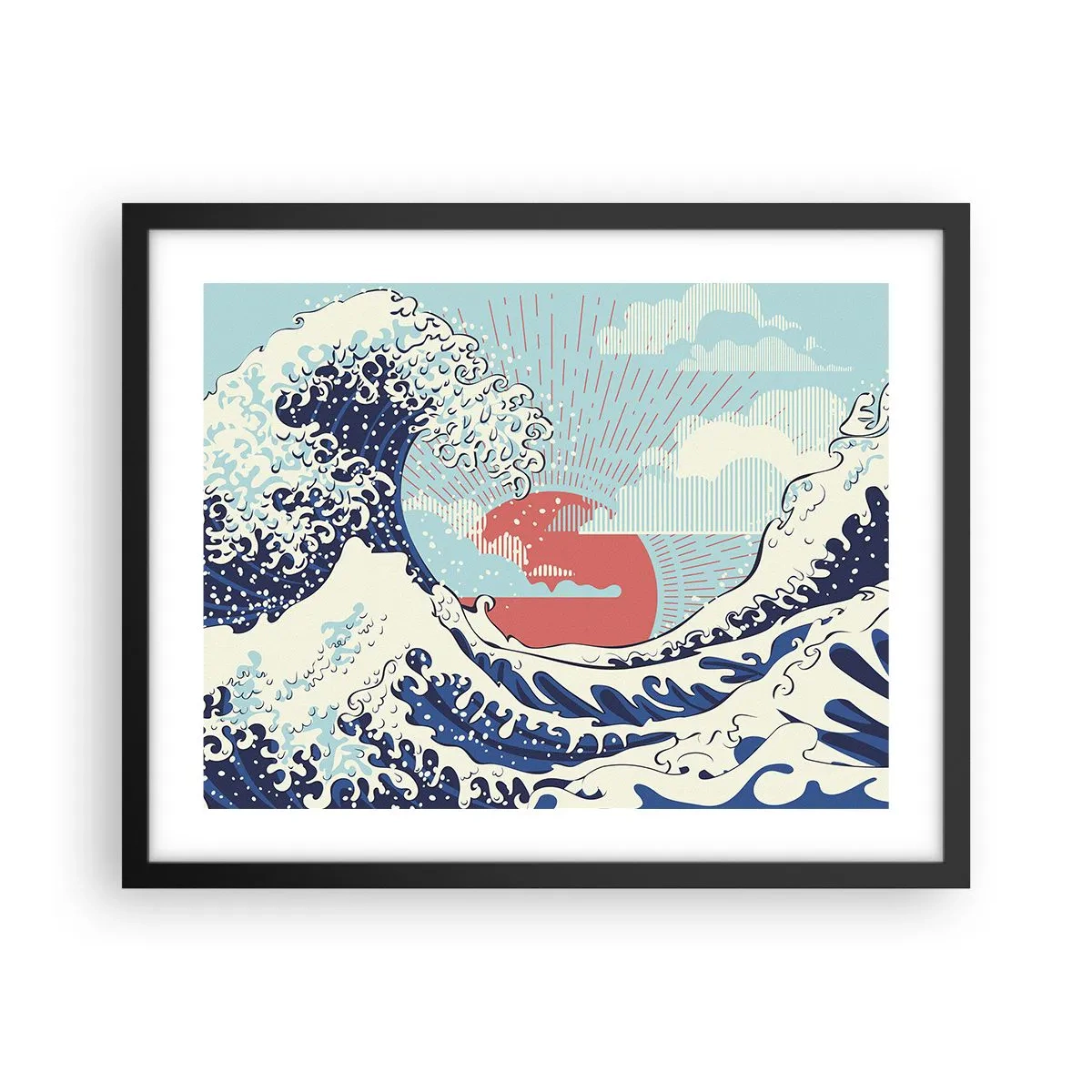 Poster in een zwarte lijst - Van Japanse inspiratie - 50x40 cm