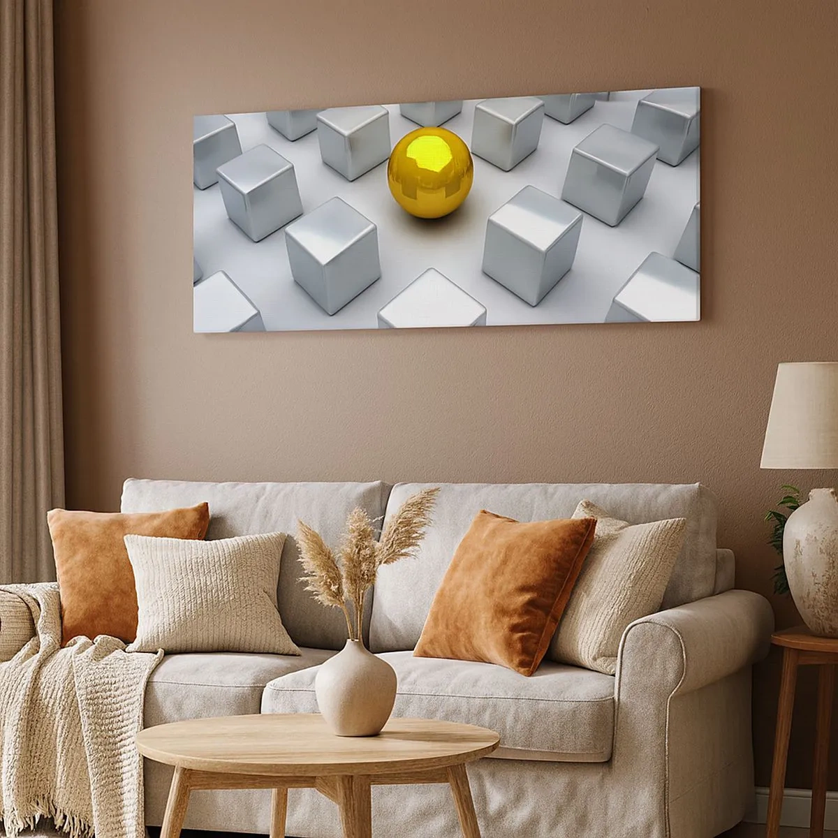 Schilderen op canvas - Waarom ik? Geometrische compositie - 100x40 cm