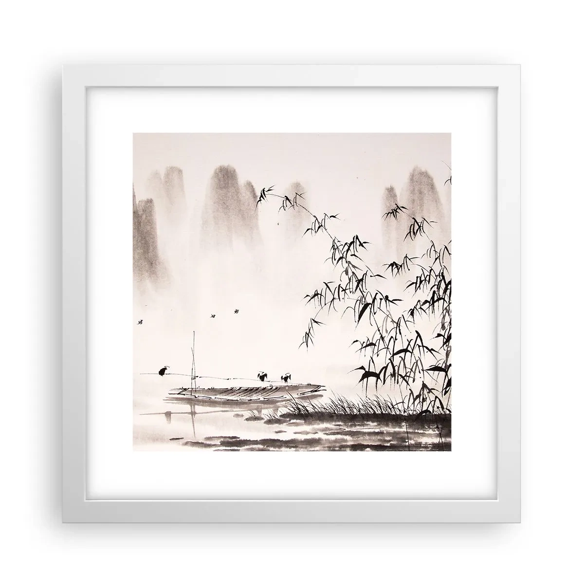 Poster in een witte lijst - De stilte van de rijstvelden - 30x30 cm