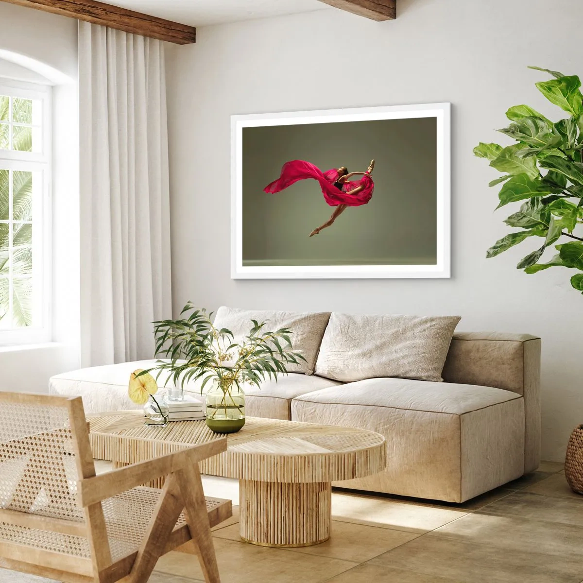 Poster in een witte lijst - Dansende vlam - 40x30 cm