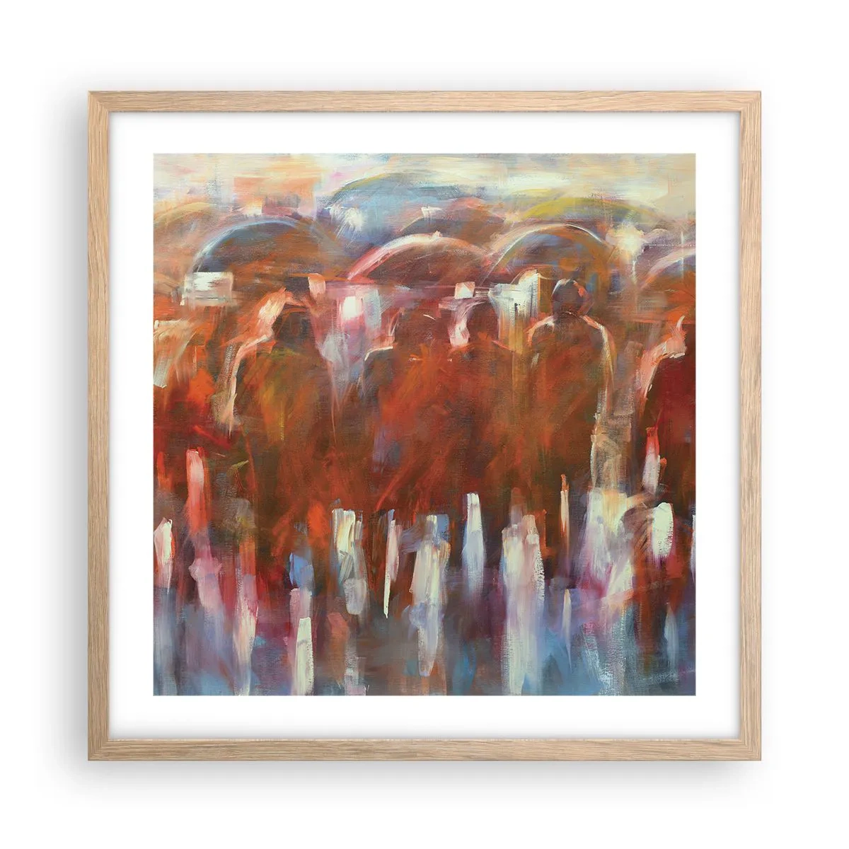 Een poster in een licht eiken lijst - Zelfs bij regen en mist - 50x50 cm