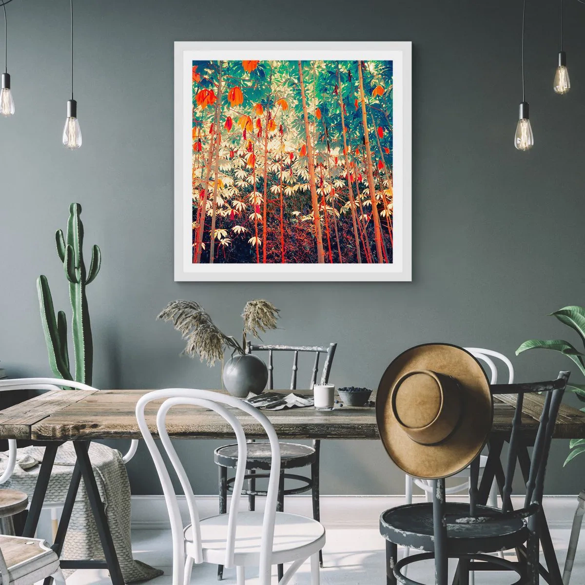 Poster in een witte lijst - Het geheime leven van de bladeren - 60x60 cm