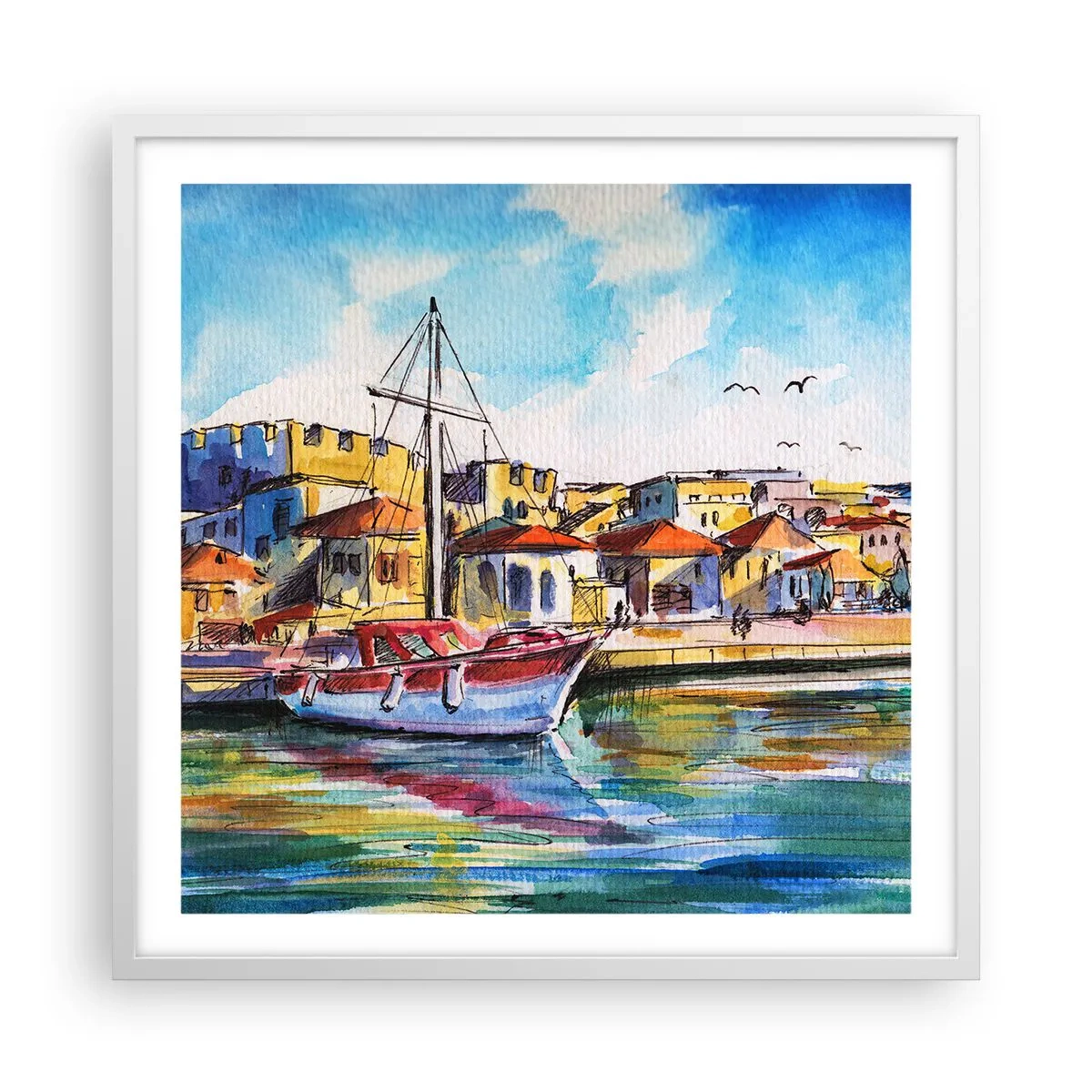 Poster in een witte lijst - Regenboogmiddag - 60x60 cm