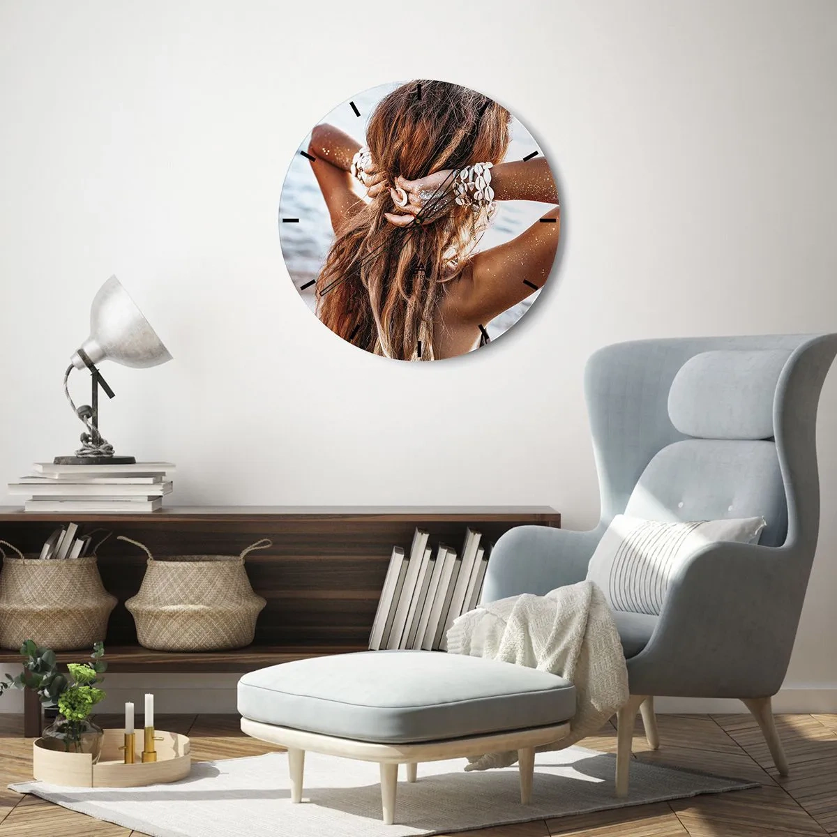 Wandklok - Klok - Een zusje van water en zon - 40x40 cm