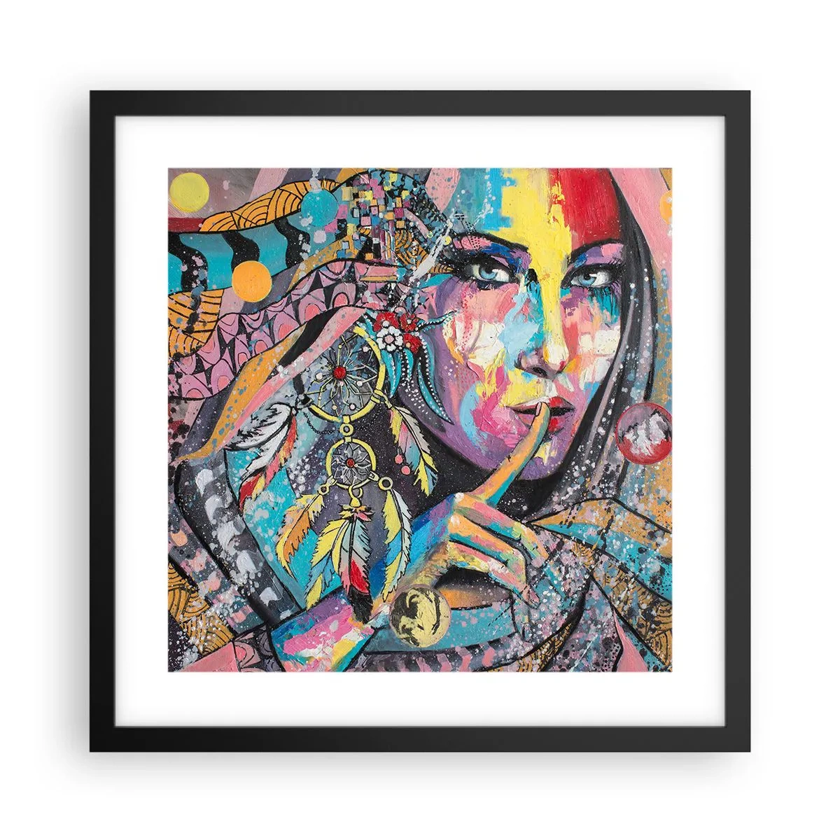 Poster in een zwarte lijst - Zwijg totdat je het begrijpt - 40x40 cm