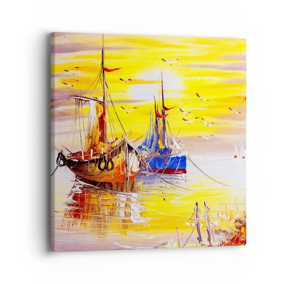 Schilderen op canvas - Een welverdiende rust in de haven - 40x40 cm