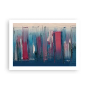 Poster - Verticale compositie in blauw en rood - 70x50 cm