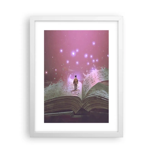 Poster in een witte lijst - Uitnodiging voor een andere wereld - lees! - 30x40 cm