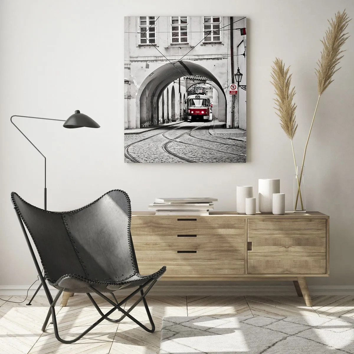 Schilderen op glas - Door het doolhof van de stad - 80x120 cm