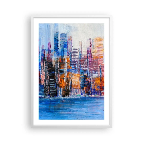 Poster in een witte lijst - Een vrolijke metropool - 50x70 cm
