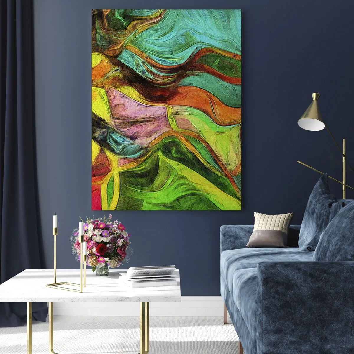 Schilderen op glas - Beweging is leven - 80x120 cm