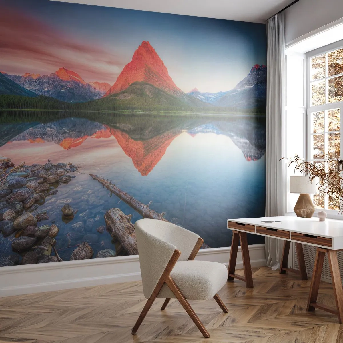 Fotobehang Standard Eco - Warmte en koude - Landschap, Bergen, Woud - 400x280 cm