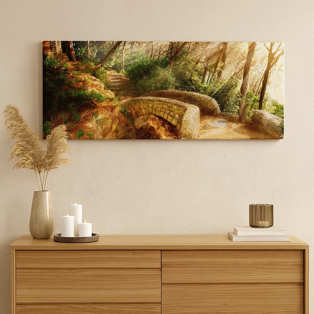 Schilderen op canvas - Rechtstreeks vanaf de brug het sprookjesbos in - 30x30 cm