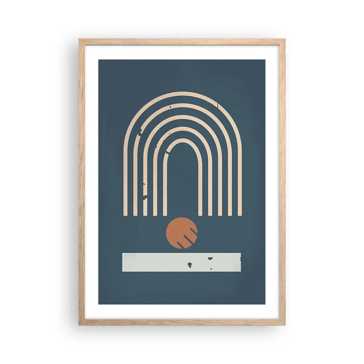 Een poster in een licht eiken lijst - Geometrie op de granaatappel - 50x70 cm