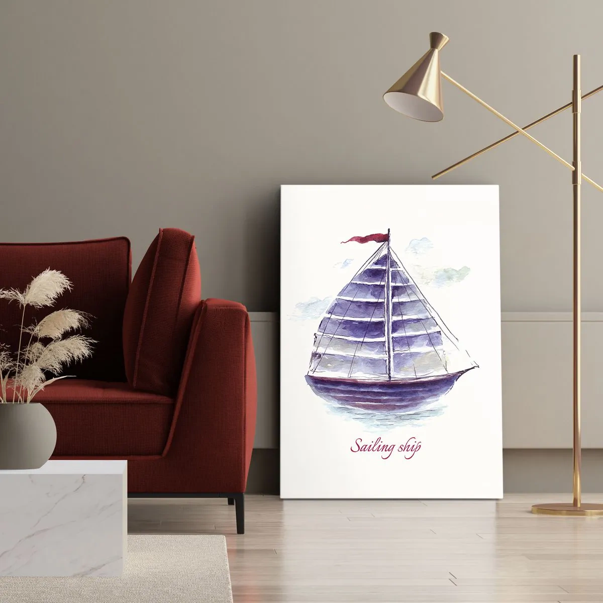 Schilderen op canvas - Volle zeilen en rustig water - 45x80 cm