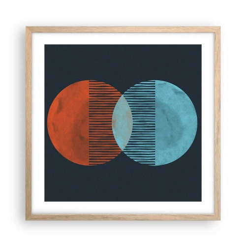 Een poster in een licht eiken lijst - Astronomische fantasie - 50x50 cm