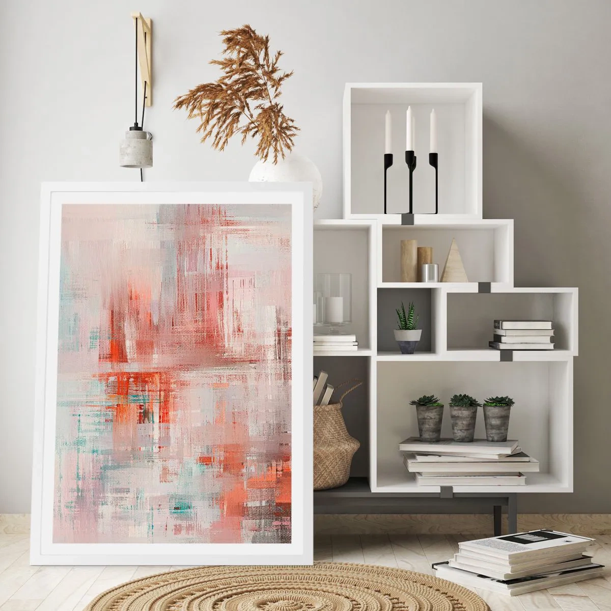 Poster in een witte lijst - Vaag. Maar roze - 50x70 cm