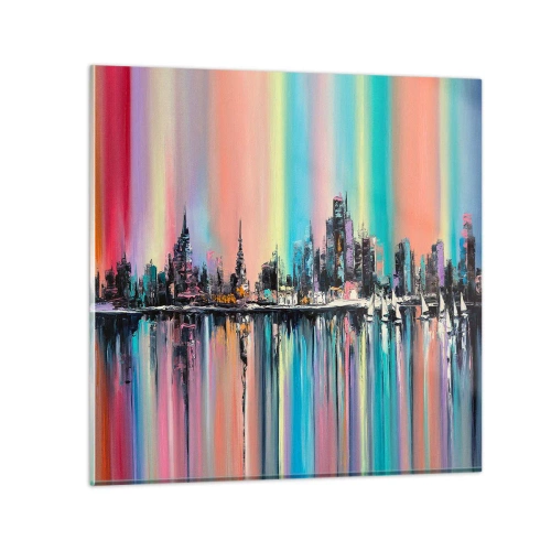 Schilderen op glas - Om in het licht van de nacht te vallen - 50x50 cm