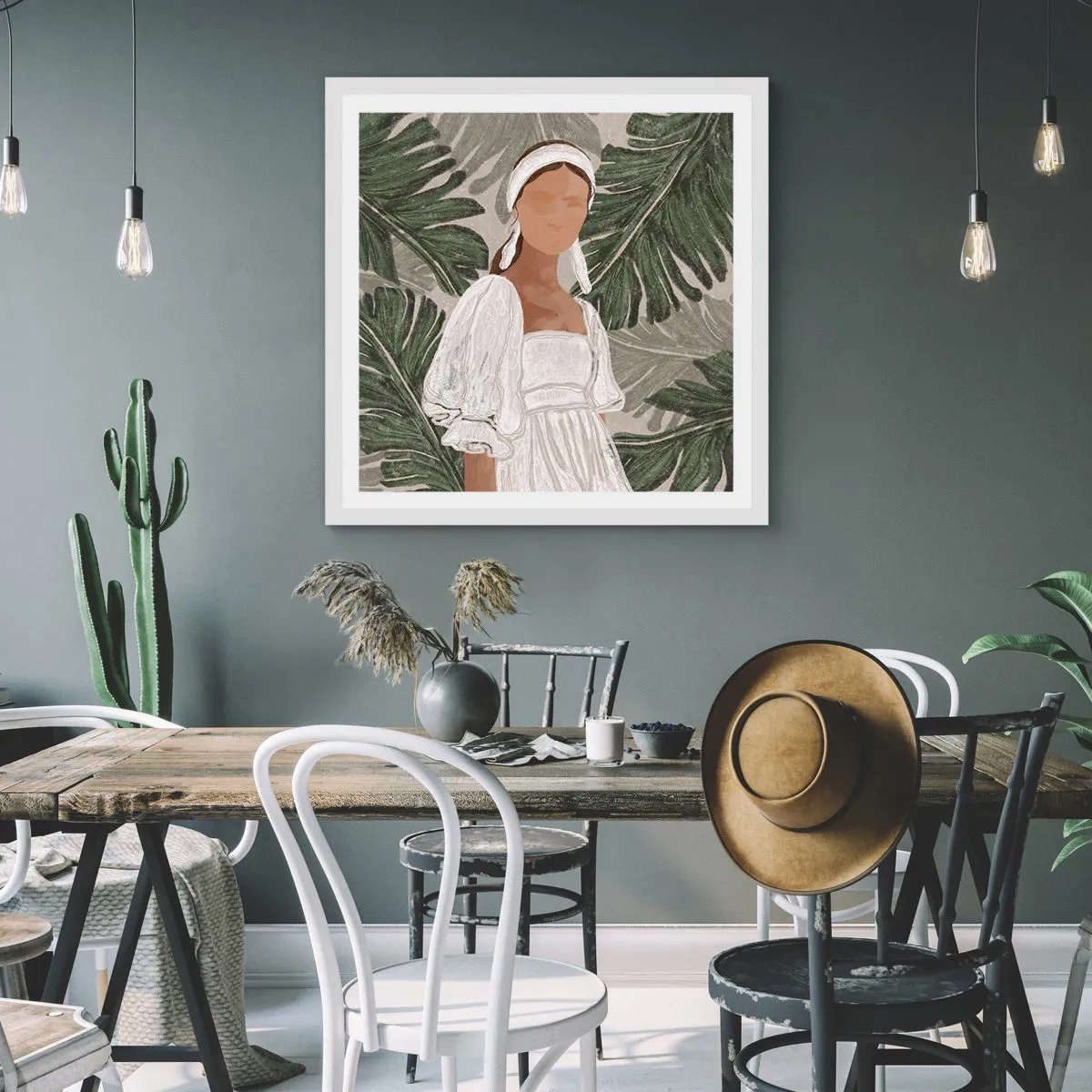 Poster in een witte lijst - Exotisch portret - 60x60 cm