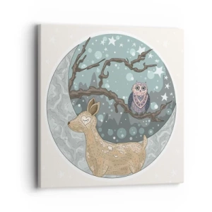 Schilderen op canvas - Een sprookjesachtige bosnacht - 40x40 cm