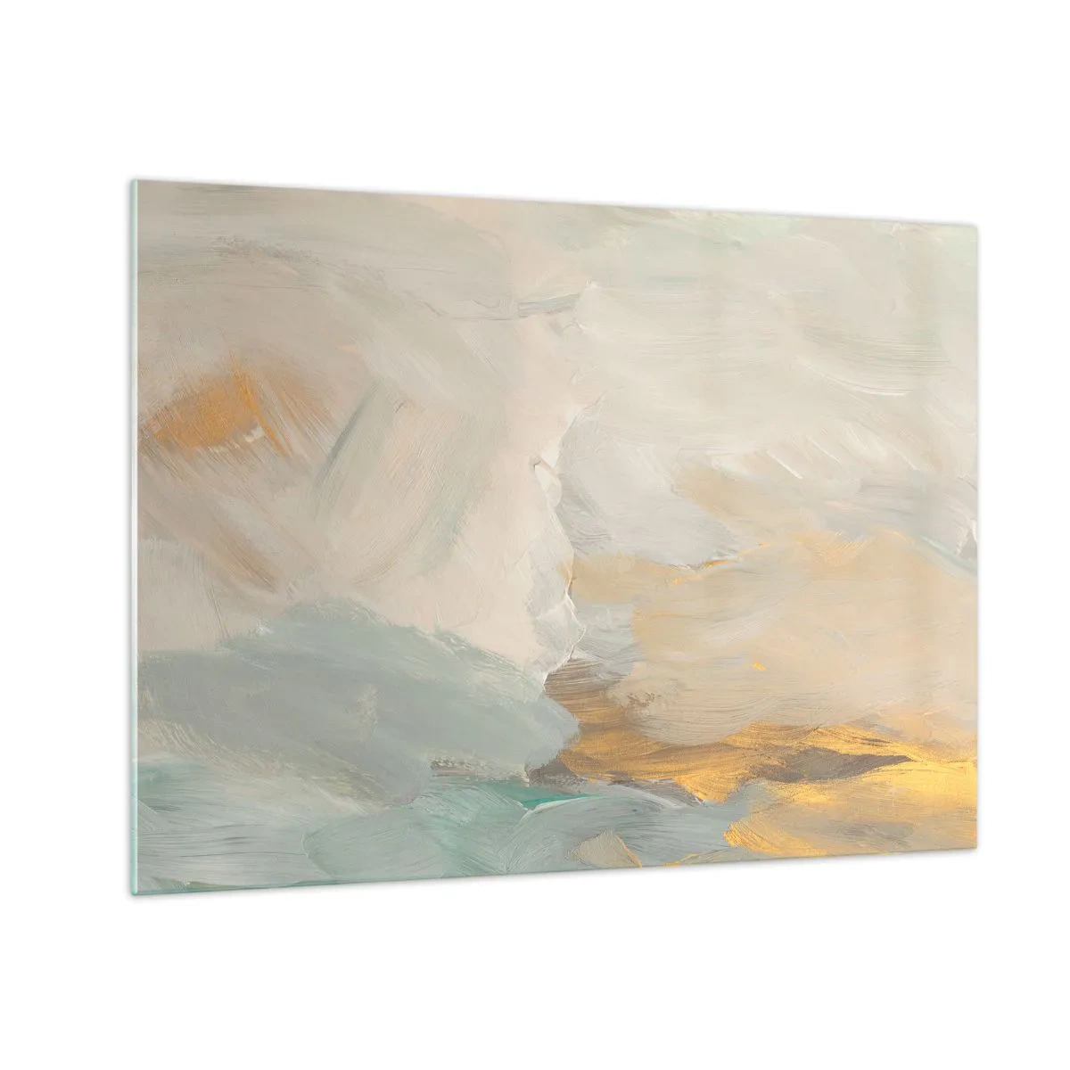 Schilderen op glas - Heldere abstractie met delicate penseelstreken - 70x50cm - Abstractie – het land van zachtheid - Moderne wanddecoratie voor woonkamer en slaapkamer ARTTOR