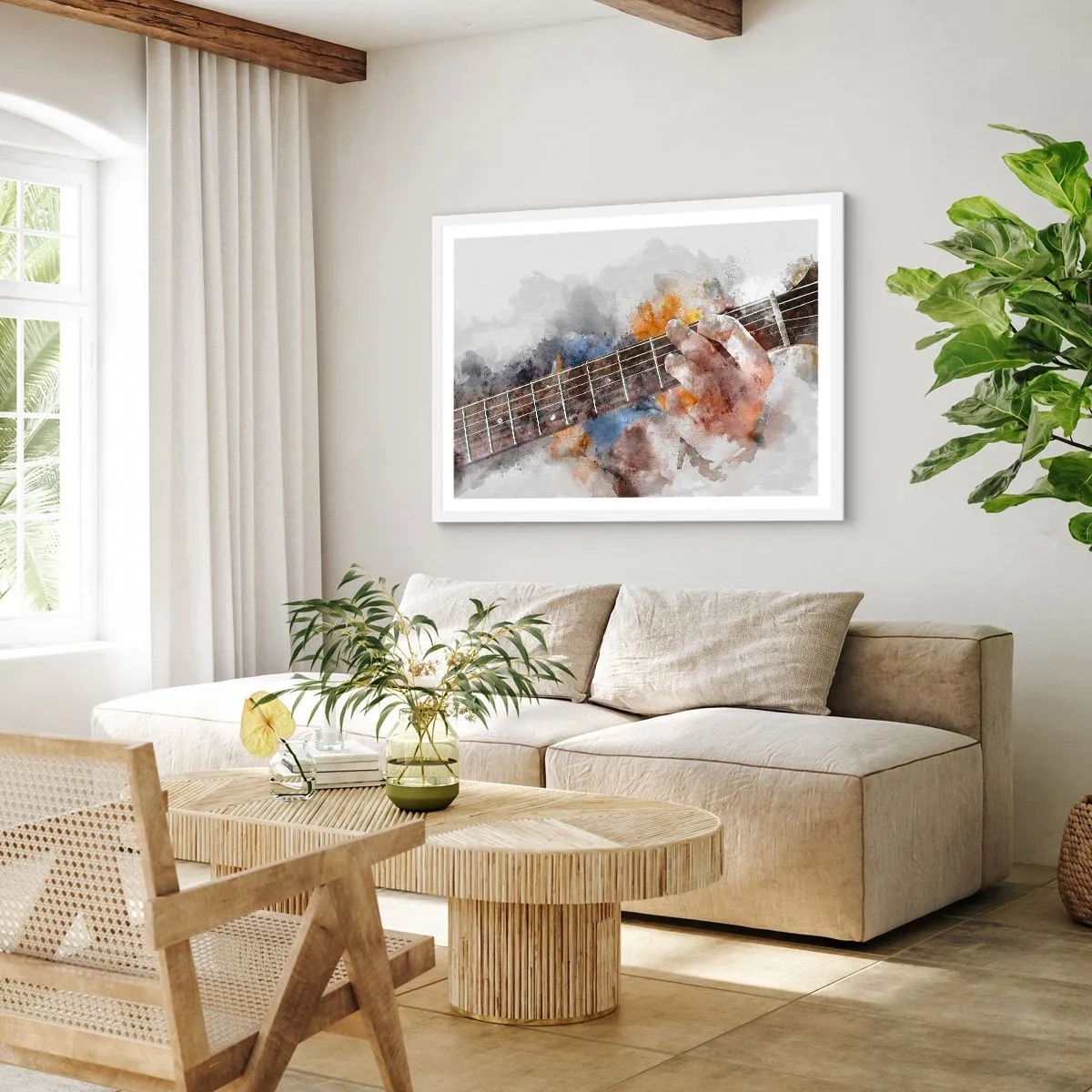 Poster in een witte lijst - Poëzie tussen de snaren - 40x30 cm