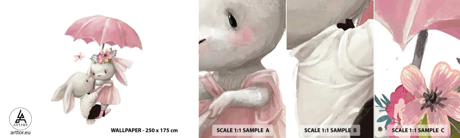 Fotobehang Monster Zelfklevend Deluxe Sticker - Dit is liefde - Voor kinderen, Konijnen, Sprookje - 100x30 cm