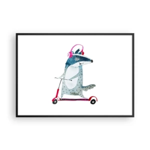 Poster in een zwarte lijst - Badger vreugde - 100x70 cm