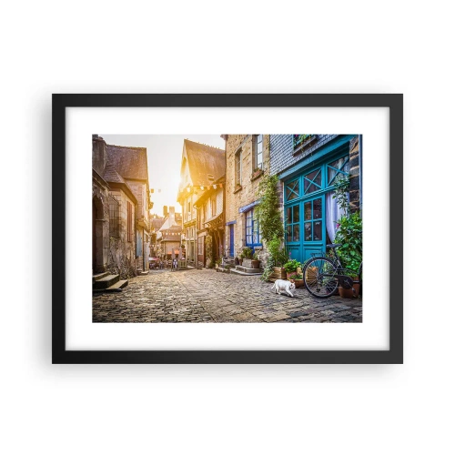 Poster in een zwarte lijst - De witte geest van het stadje - 40x30 cm