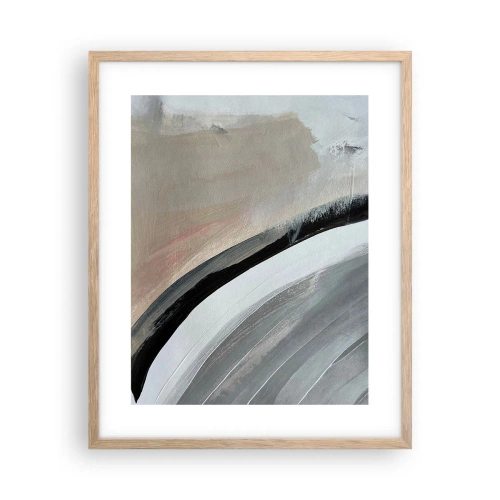 Een poster in een licht eiken lijst - Compositie: boog van zwart en grijs - 40x50 cm