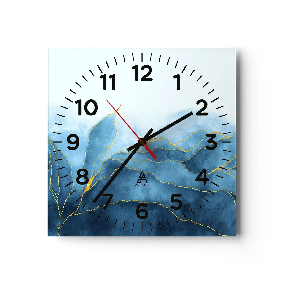 Wandklok - Klok - Blauw in goud - 40x40 cm