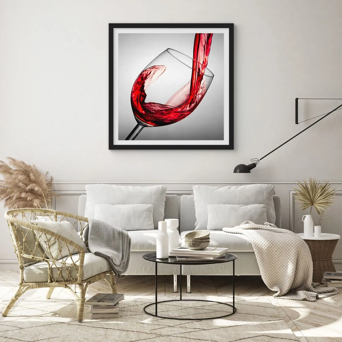 Poster in een zwarte lijst - Kleur - beweging - geluid - 60x60 cm