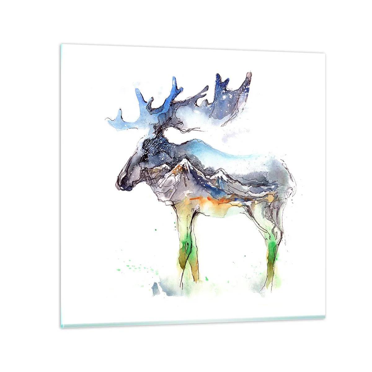 Schilderen op glas - De held van een winters verhaal - 60x60 cm