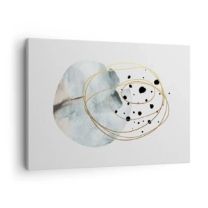 Schilderen op canvas - Minimalistische abstractie met een geometrisch patroon en gouden lijnen - 70x50cm - Omarmd door de ruimte - Moderne wanddecoratie voor woonkamer en slaapkamer ARTTOR