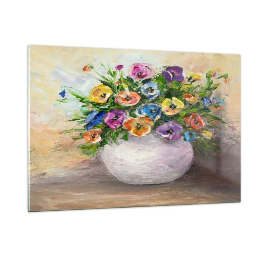 Schilderen op glas - Stilleven met een witte vaas - 120x80 cm
