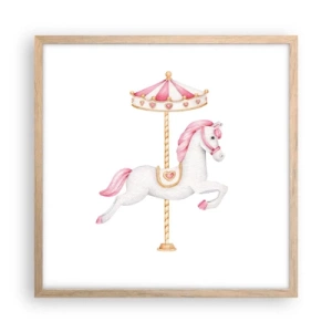 Een poster in een licht eiken lijst - Hij raakte de grond rennend - 50x50 cm