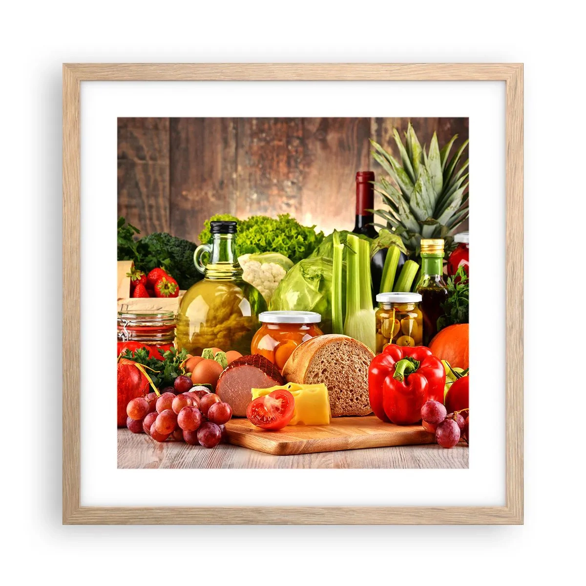 Een poster in een licht eiken lijst - Gerookt, gebakken en gemarineerd - 40x40 cm