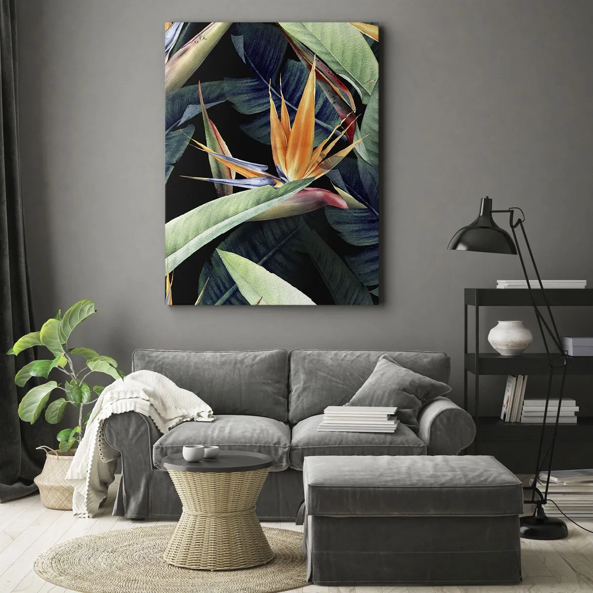 Schilderen op canvas - Vlammende bloemen van de tropen - 50x70 cm
